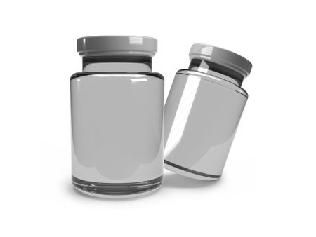 Vaccine Vial 3D Illustration Mockup Scene on Isolated Backgroundの写真素材