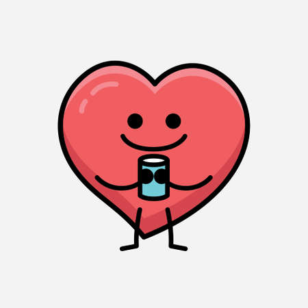 Heart Character Mascot Vector Illustration on isolated backgroundのイラスト素材