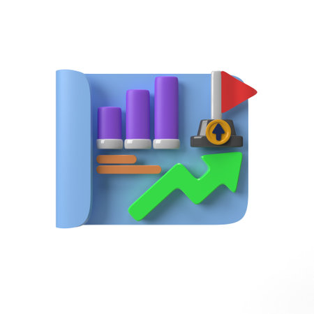 Stock Market Graphic 3D Illustration Icon on Isolated Backgroundの写真素材
