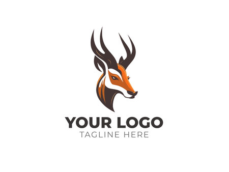 Minimalist Deer Head Logo Vectorのイラスト素材
