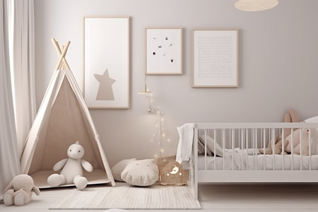 Aesthetic Baby Room Interior Design Created with Generative AIの素材