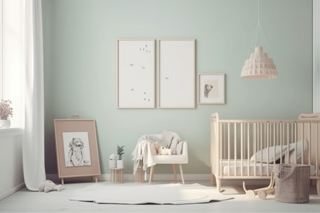 Aesthetic Baby Room Interior Design Created with Generative AIの素材
