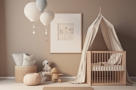 Aesthetic Baby Room Interior Design Created with Generative AIの素材