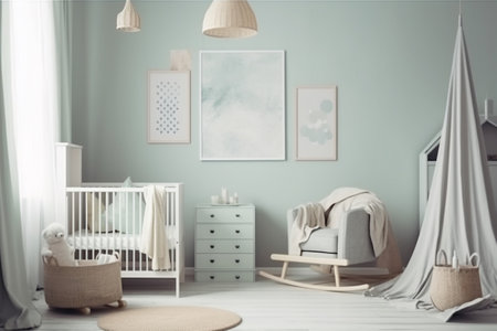 Aesthetic Baby Room Interior Design Created with Generative AIの素材