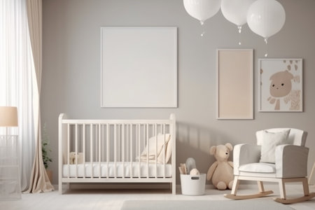 Aesthetic Baby Room Interior Design Created with Generative AIの素材