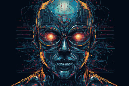 Advanced Artificial Intelligence Robot Illustration Created with Generative AIの素材