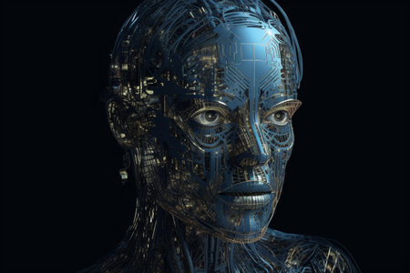 Advanced Artificial Intelligence Robot Illustration Created with Generative AIの素材