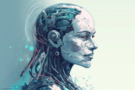 Advanced Artificial Intelligence Robot Illustration Created with Generative AIの素材
