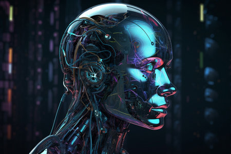 Advanced Artificial Intelligence Robot Illustration Created with Generative AIの素材