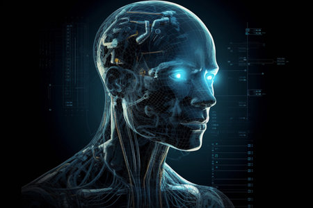 Advanced Artificial Intelligence Robot Illustration Created with Generative AIの素材