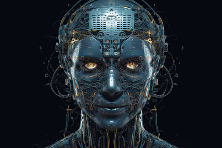Advanced Artificial Intelligence Robot Illustration Created with Generative AIの素材