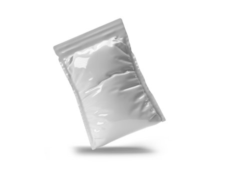 Vacuum Pouch Bag 3D Illustration Mockup Scene on Isolated Backgroundの写真素材