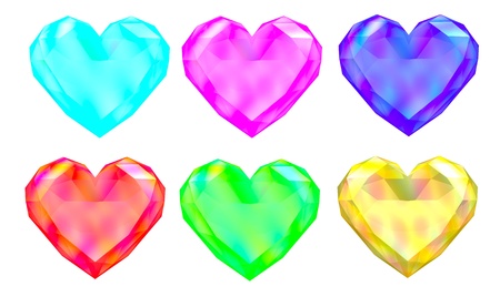 Collection of the colorful gem heartsの写真素材