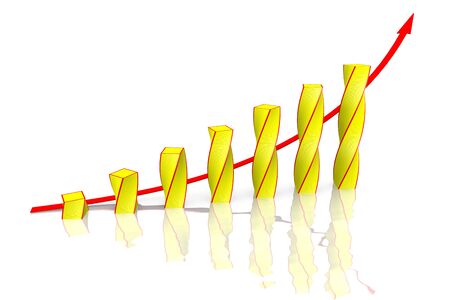 buisness graph is reflected on the whiteの写真素材
