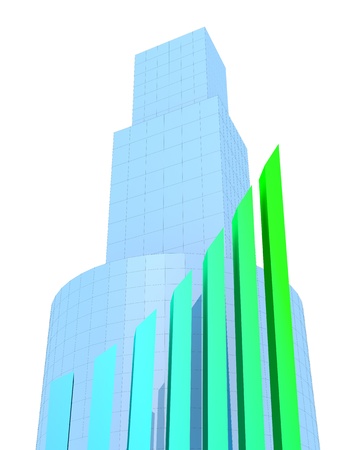 Business Buildings and arrow chartの写真素材