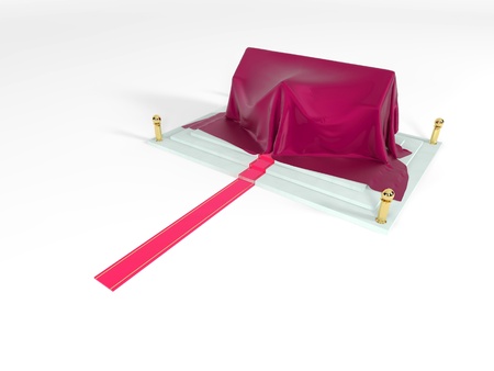 Red carpet to the house covered with a silk fabricの写真素材