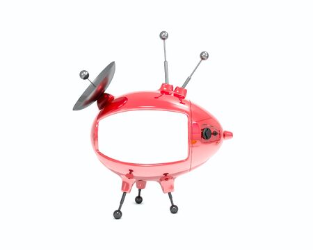 Abstract TV egg, cartoon design, red over whiteの写真素材