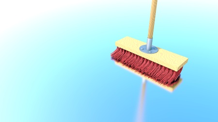 brush is reflected in a pure smooth surfaceの写真素材