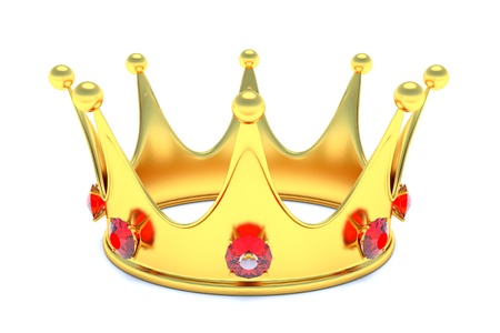 Gold crown with red gemsの写真素材