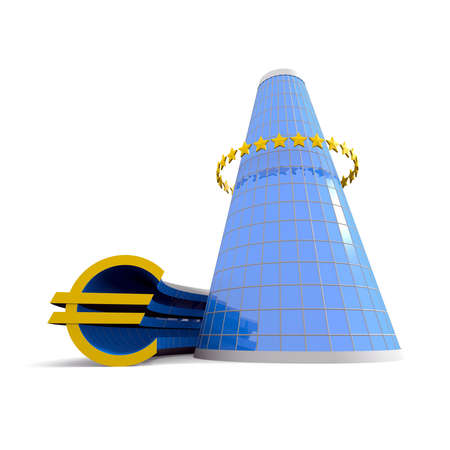 Business building with euro symbolの写真素材