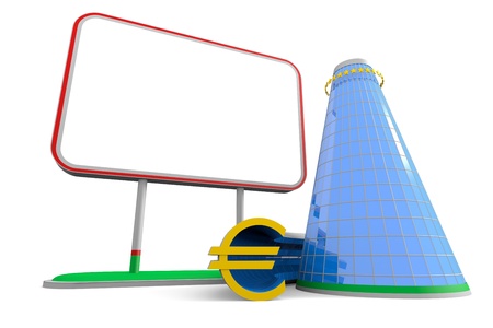 Billboard. Business building with euro symbol.の写真素材
