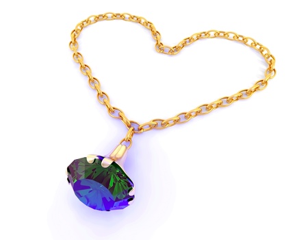 diamond pendant with gold chainの写真素材