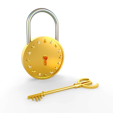 Lock and key of the euroの写真素材