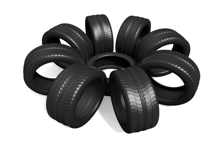 car wheels on the white backgroundの写真素材
