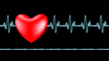 Ecg heart beat over blackの写真素材