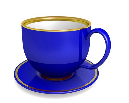 Blue cup on the white background, illustrationの写真素材