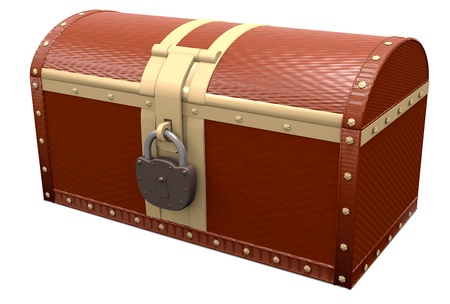 Closed treasure chest over white, 3d illustrationの写真素材