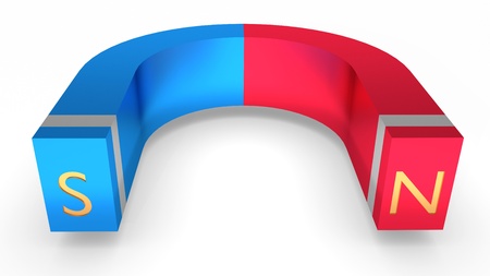 Horseshoe magnet over white background, cg illustrationの写真素材