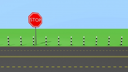 Stop sign on the road, abstrct illustrationの写真素材