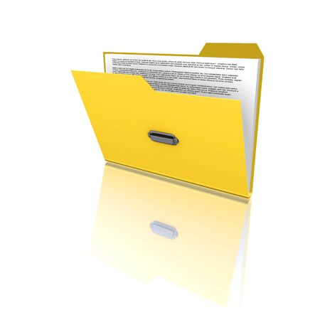 orange folder with files on white backgroundの写真素材