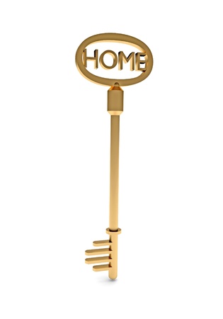 Gold Key With Home Text As Symbol For Property And Ownershipの写真素材