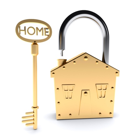 Lock and Key With Home Text As Symbol For Propertyの写真素材