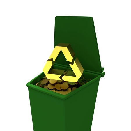 Coins in recycling container, business concept illustrationの写真素材
