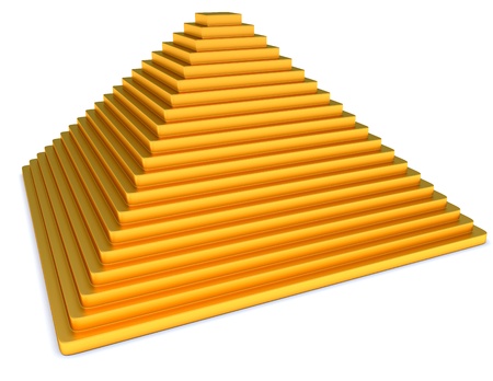 Abstract Golden pyramid on the white backgroundの写真素材