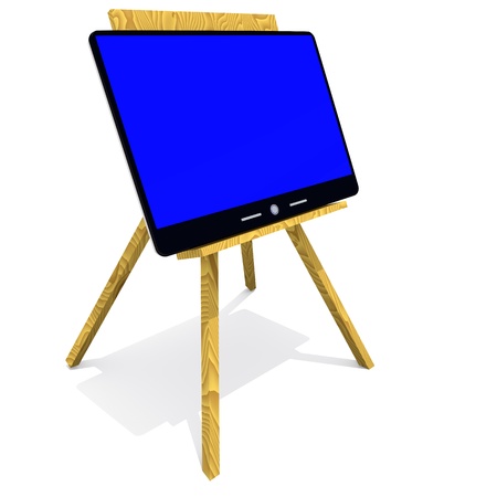 computer on the easel, concept of modern technologyの写真素材