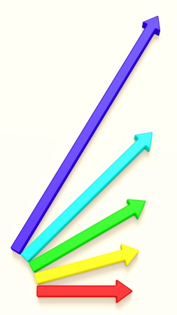 Colored arrows on the white, abstract success conceptの写真素材