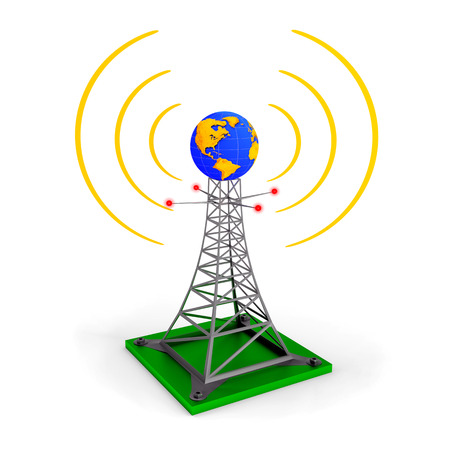 Abstract illustration - wireless tower with earth globeの写真素材