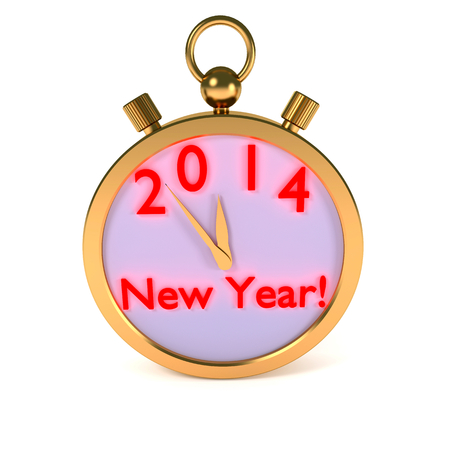 Abstract golden stopwatch with date 2014, new year conceptの写真素材