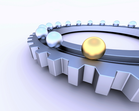 Gear and spheres, 3d illustrationの写真素材