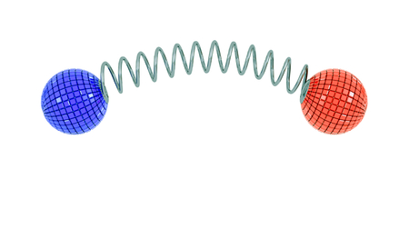 spring spiral with red and blue ballsの写真素材