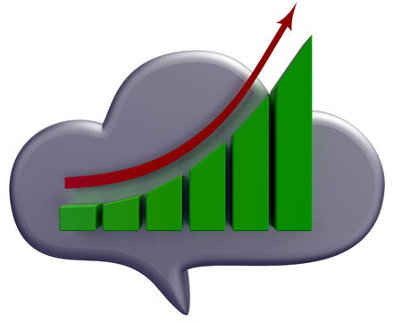 Busihess cloud and chart icon, isolated on the whiteの写真素材