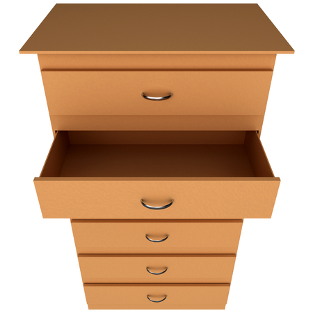 Blank wooden cabinet, furniture on the whiteの写真素材