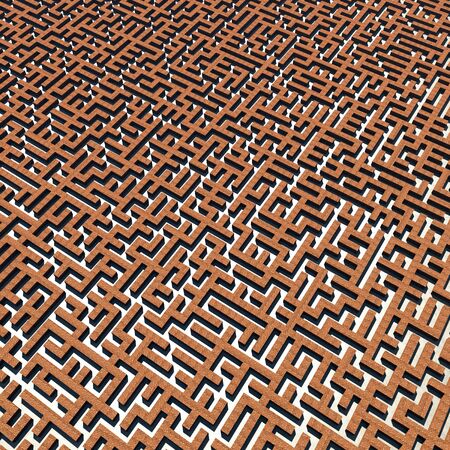 Bricks labyrinth, abstrack background. three dimensional illustrationの写真素材