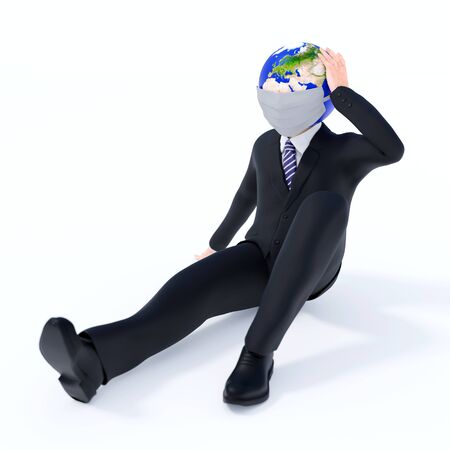 Man Earth wearing a maskの写真素材