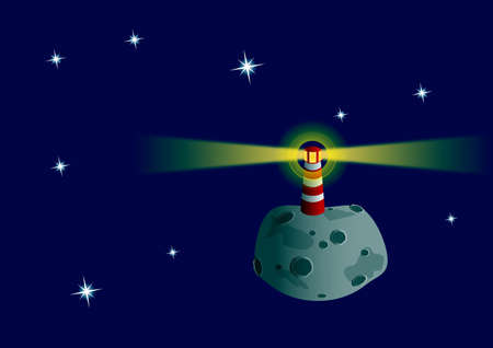 Lighthouse on the asteroid - 2d illustrationの写真素材