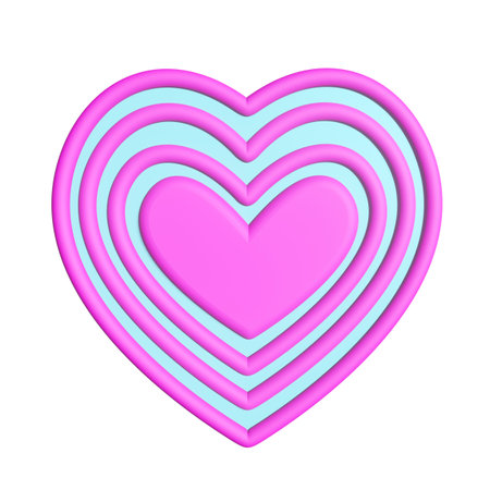 Red heart shape isolated on white, 3d illustrationの写真素材